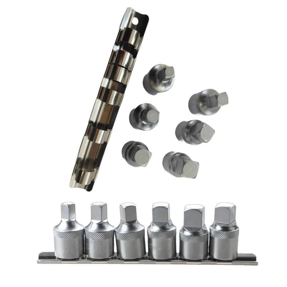 6-Pc Oil Drain Plug Socket Set | 1/2" Square Drive Auto Tool Socket Wrench Set Oasis Select