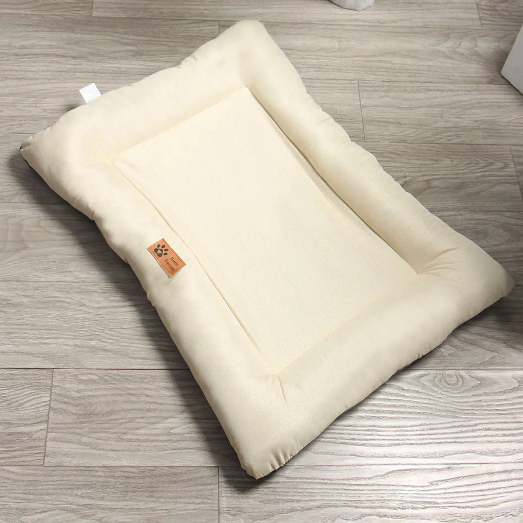 New Square Dog Bed, All-season Pet Bed, Cat Bed, Summer Cotton and Linen Breathable Pet Pad Dog Cooling Mat Oasis Select Creamy-white 72x55x7CM