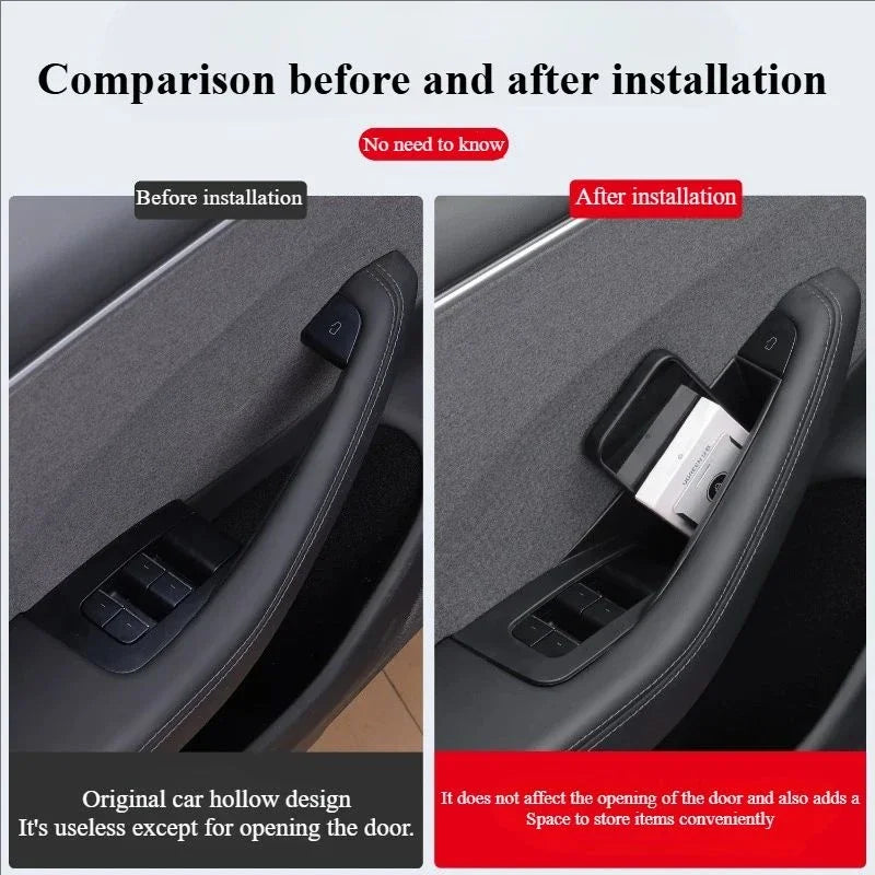 For Model Y/3/3+ Model Y Juniper 2025 Front Rear Car Door Storage Box Inner Handle All-inclusive Storage Box Car Accessories Oasis Select