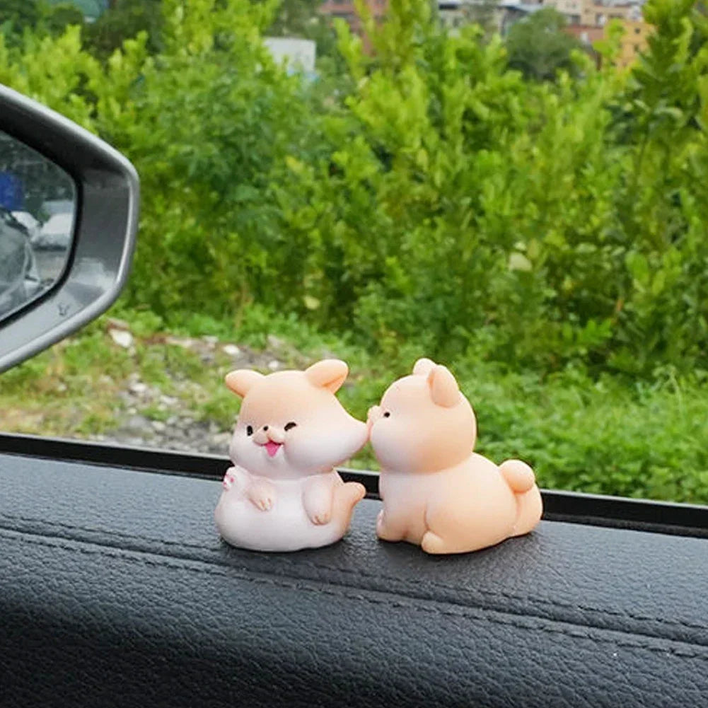 Kiss Face Rabbit Kitten Doll Car Decor Funny Resin Ducks Frogs Figurines Car Interior Dashboard Cute Car Accessories Oasis Select Shiba Inu