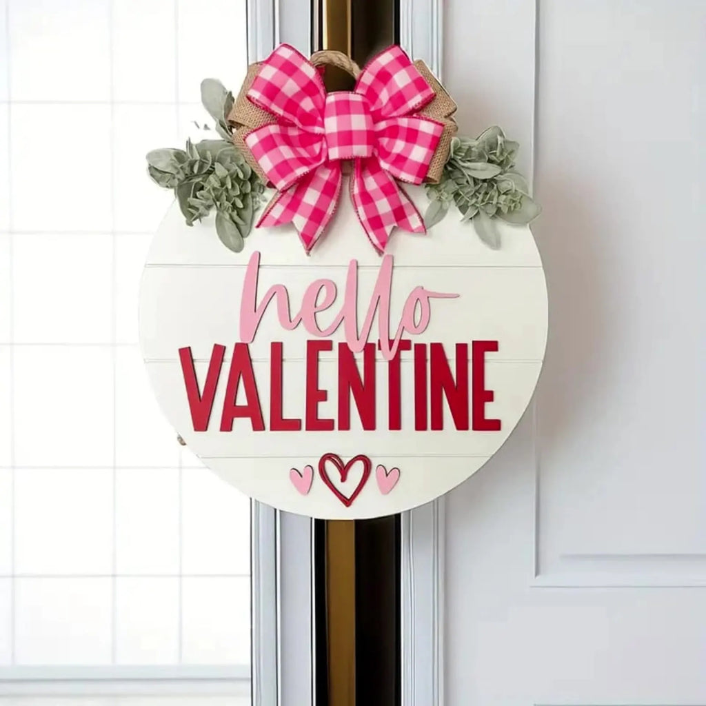 Valentine's Day Wreath Door Hanging Hello Valentine Love Card Door Hanging Home Holiday Wall Hanging Oasis Select