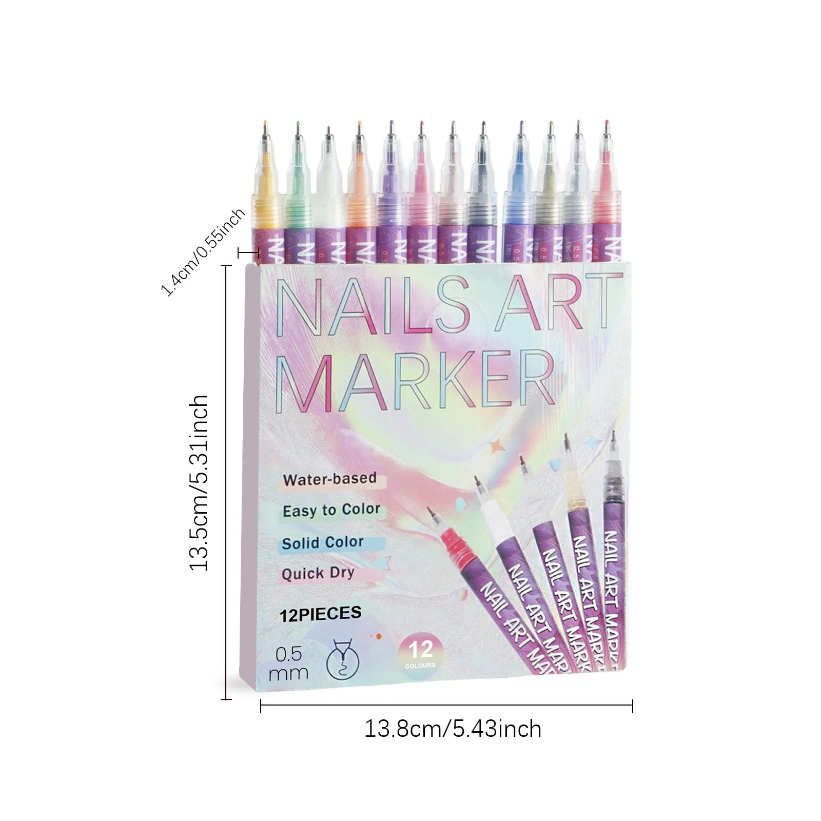 12-Color Nail Art Pens – 3D Doodle, Dotting & Liner Set Nail Art Pen Set Oasis Select Set B