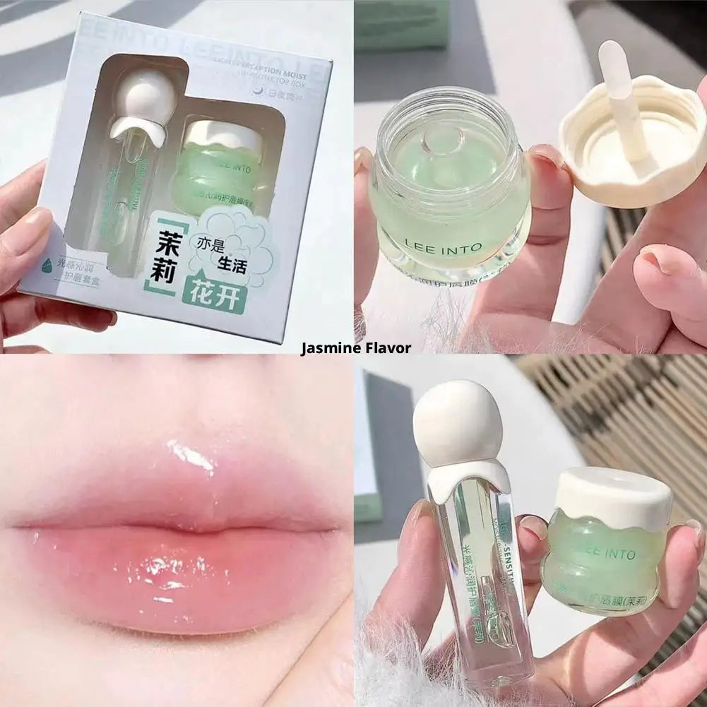 Lip Glow Oil & Lip Mask Set – Moisturizing Fruit Gloss Balm Lip Oil & Mask Set Oasis Select
