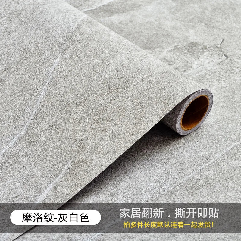 Self-adhesive Wall Paper Wall Waterproof Wear-resistant Retrofit Decorative Background Wall Ground Stickers Room Decoration Oasis Select Gray White 40cm x 100cm