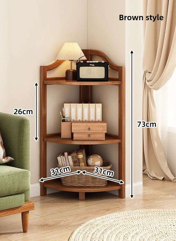 Corner Cabinet Triangle Corner Cabinet Indoor Shelf Shelf Living Room Floor Locker Modern Simple Storage Rack Oasis Select brown-3