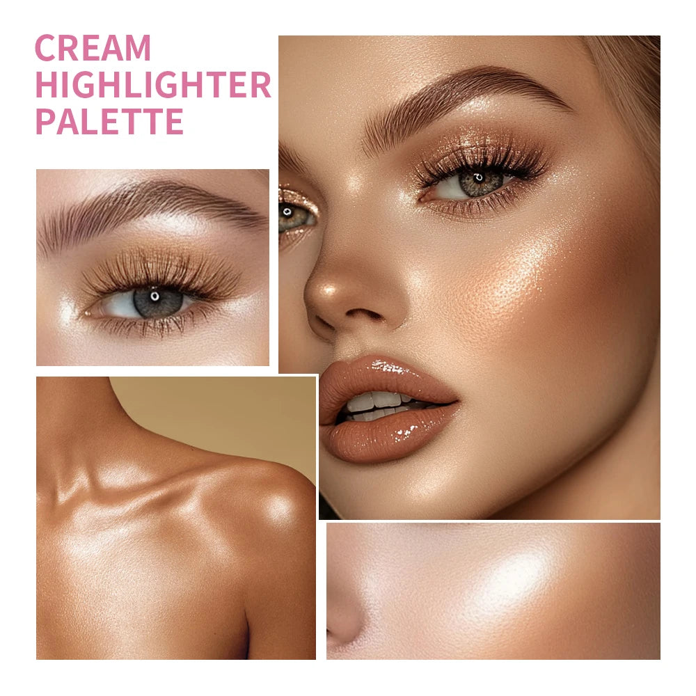 8Colors Cream Highlighter Palett Face Brighten Highlighter Blush&Contouring Shimmer Concealer Cream Makeup Tool Cosmetics Oasis Select