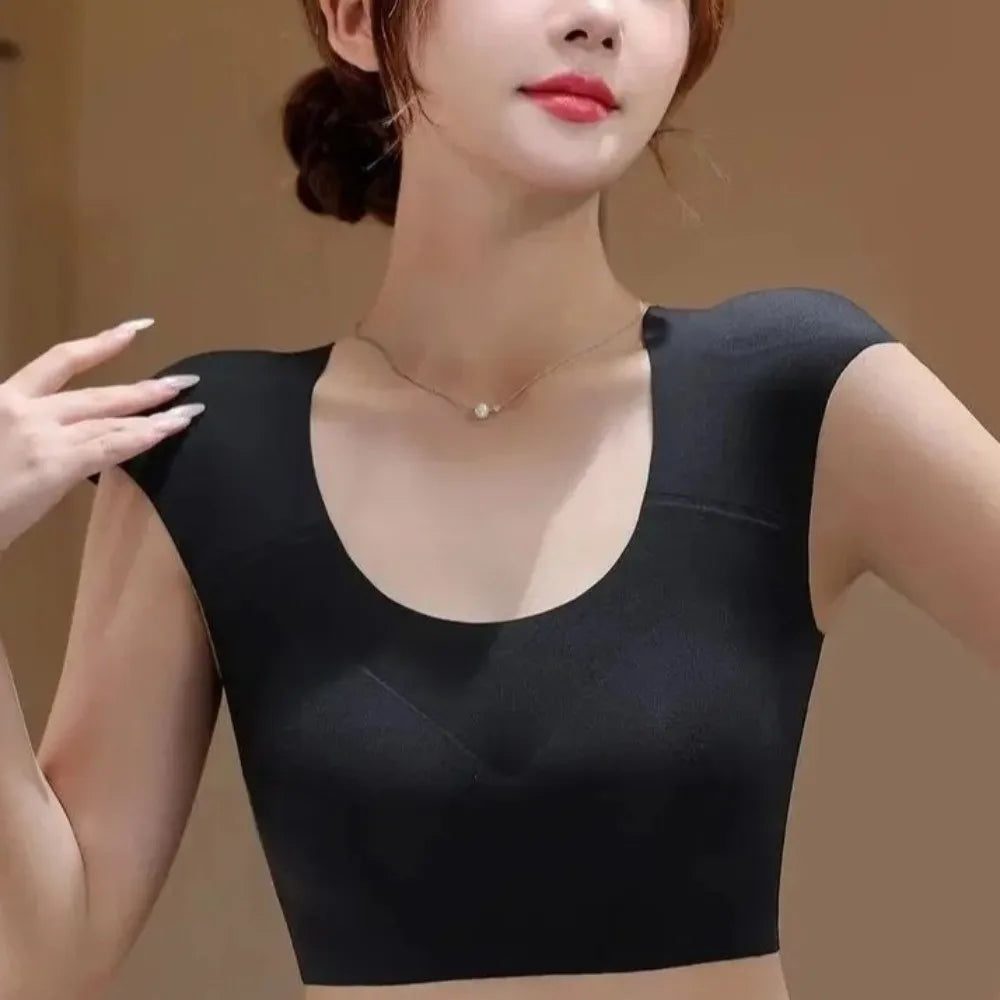 Traceless Right-angle Shoulder Bra Breathable Tops Reduces Accessory Breast Size Straight Shoulder Vest Oasis Select
