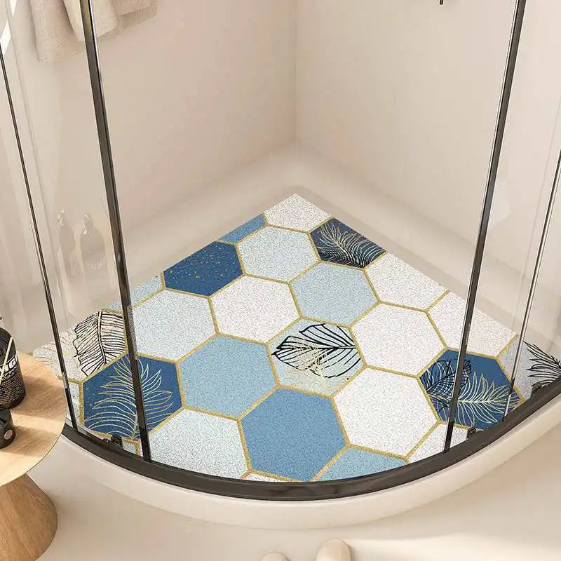 Cartoon fan-shaped shower room anti-slip mat bathroom floor mat bathroom bath anti-slip mat curved wire ring foot mat Oasis Select 09 54x54cm