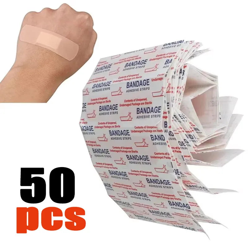 500-50pcs Band-Aids Waterproof Breathable Cushion Adhesive Plaster Wound Hemostasis Sticker Band First Aid Bandage Medical Gauze Oasis Select 50pcs
