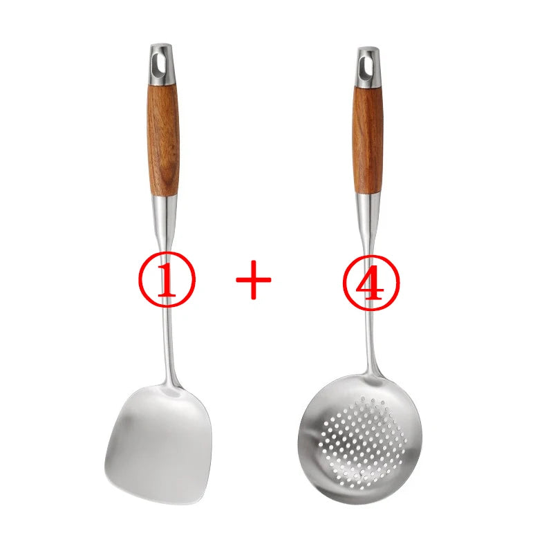 4-Piece Stainless Steel Cooking Utensil Set – Wooden Handle Cooking Utensil Set Oasis Select 14