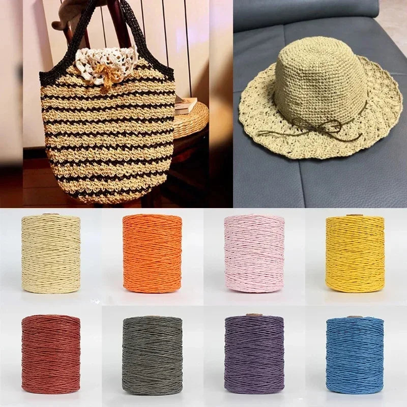 100m/Roll Natural Raffia Straw Yarn for Knitting Crocheting Paper Threads DIY Handmade Summer Sunhat Beach Bag Material Oasis Select