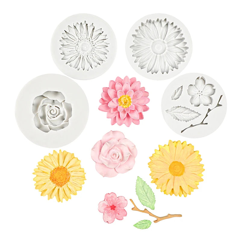 Silicone Fondant Cake Mold Rose Peach Blossom Flower Shaped Baking Chocolate Decorative Mould for Pastries 15-71 Oasis Select