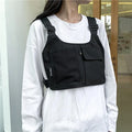 Unisex Hip-Hop Streetwear Chest Rig Bag High Quality Nylon Multi-function Tactical Vest Backpack for Outdoor Sports Travel Oasis Select black 34CMX20CMX1CM