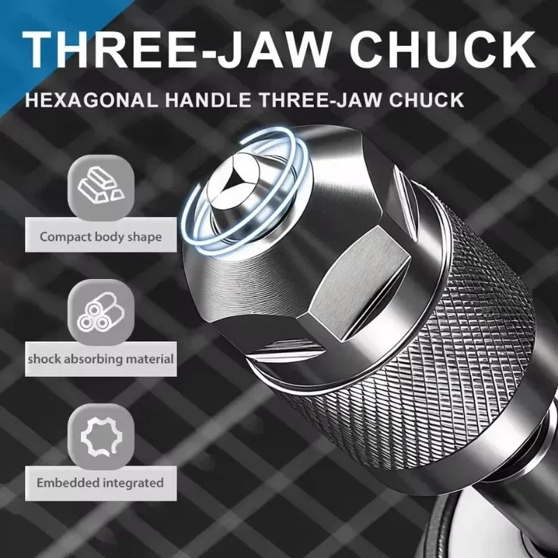 Drill Chuck Adapter Quick Change Pneumatic Drill Chuck 3-Jaw Hex Shank Chuck Professional Converter Hex Shank for Woodworking Oasis Select