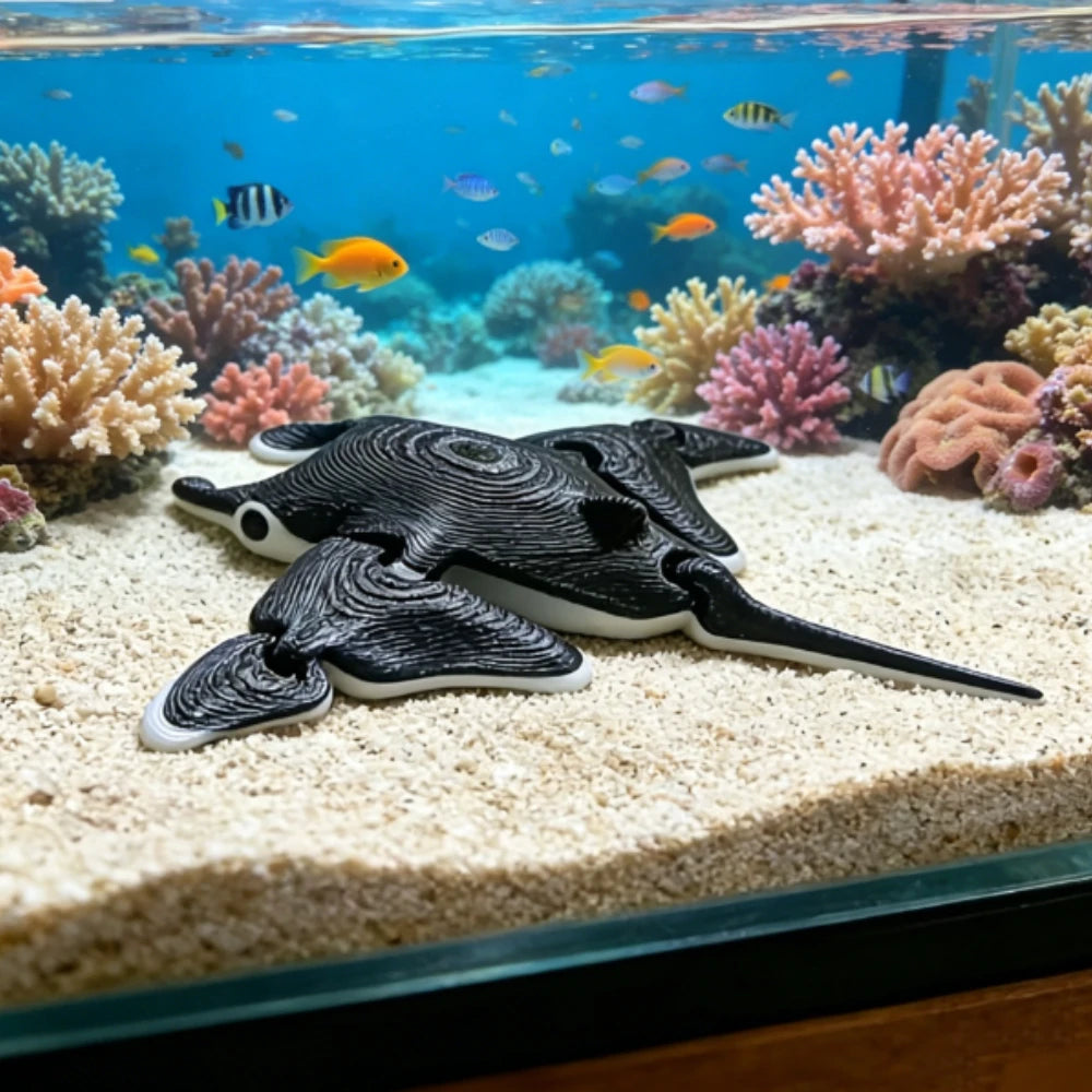 Articulated Manta Ray Figurine 3DPrinted Flexible Joints Devil Fish Aquarium Decor Collectible Display Aquarium Accessories Gift Oasis Select