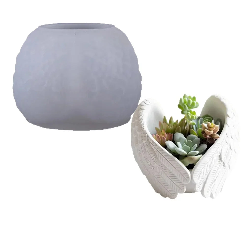Angel Wings Silicone Mold DIY Gypsum Flowerpot Mould Wings Candle Holder Molds Succulent Flower Pot Concrete Storage Jar Moulds Oasis Select
