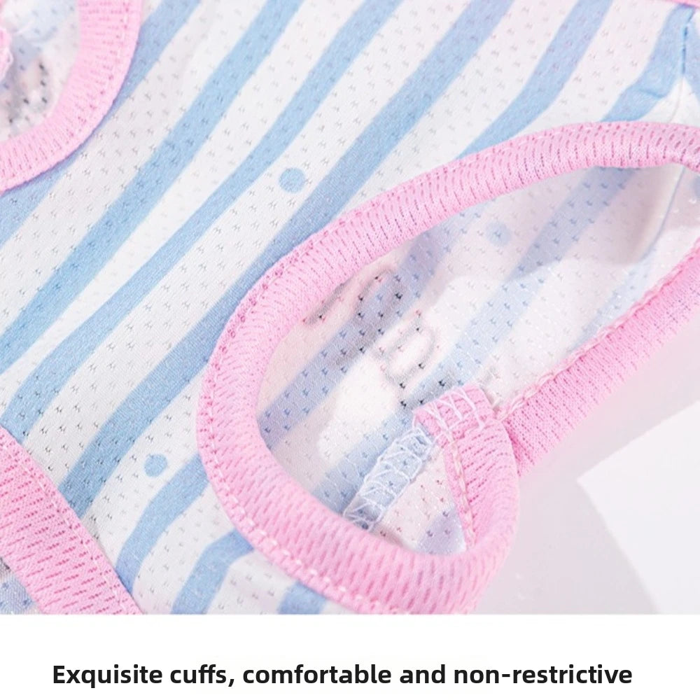Striped Mesh Pet Cooling Vest Thin Breathable Breathable Dog Ice Silk T-shirt Cartoon Bear Pattern Lightweight Cooling Jacket Oasis Select