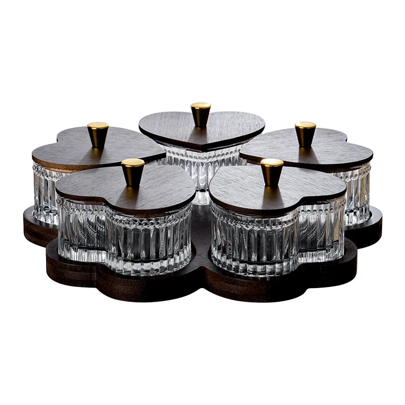 New Glass Fruit Tray Hotel Afternoon Tea Snack Tray Lead-free Glass Heart-shaped Divider Snack Tray Oasis Select