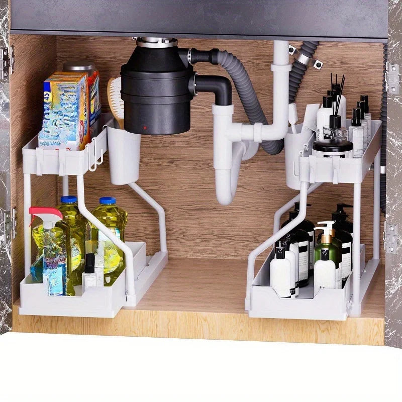 Multi-layer Pull-out Finishing Seasoning Household Kitchen Rack Bathroom Sink Layered Sundries Storage Rack Oasis Select
