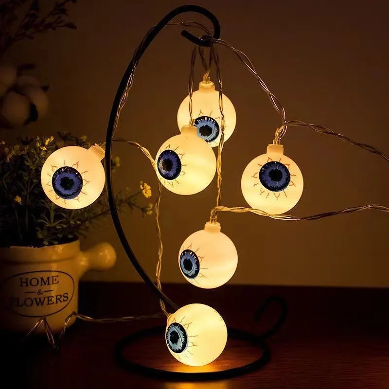 LED Halloween Decorative Light String Pumpkin Ghost Evil Devil's Eye Skull Party Festival Atmosphere Light Oasis Select Devil s Eye USB 6m 40light