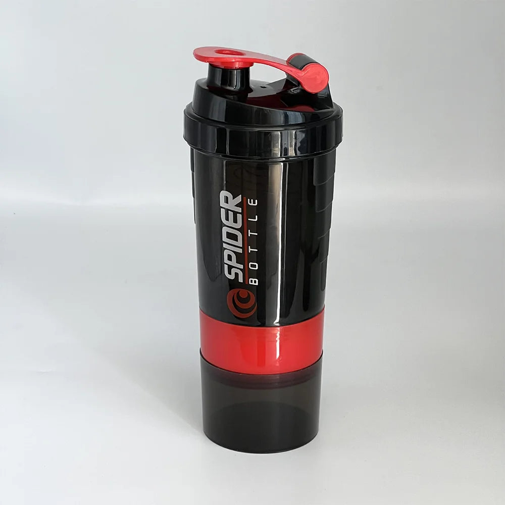 3 Layers Shaker Protein Bottle Powder Shake Cup Large Capacity Water Bottle Mixing Cup Body Building Exercise Mixing Bottle Oasis Select red