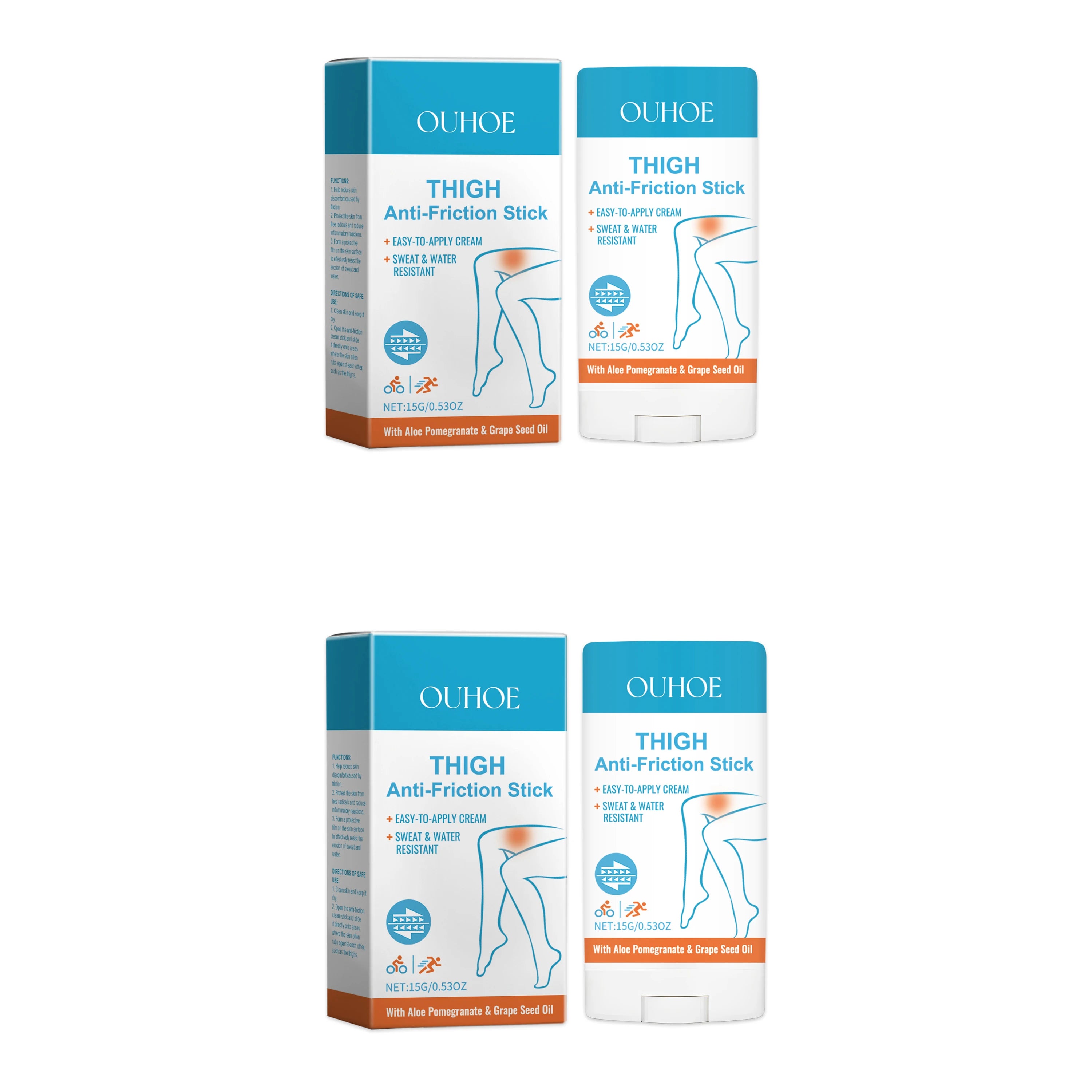 Jaysuing Anti-Chafe Thigh Cream Stick | Running & Cycling Anti-Chafe Balm Stick Oasis Select 2pcs