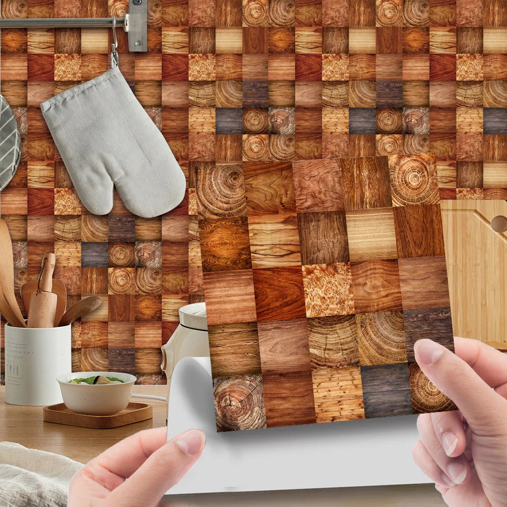 Imitation wood grain texture tiles pasted antique self-adhesive tiles pasted retro wall stickers can be removed Oasis Select WDT018 20cm x 20cm 20pcs