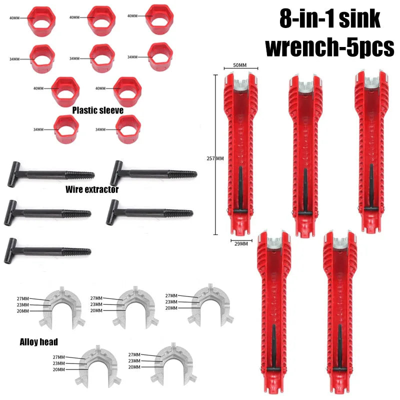 Sink bathroom wrench plumbing installation tool household water pipe faucet angle valve sink maintenance disassembly wrench Oasis Select 8-in-1-5pcs