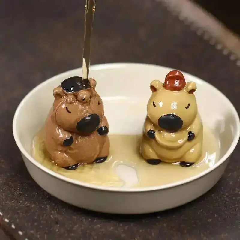 Zisha Tea Pet Animal Healing Cute Adorable Yuanbao Capybara Small Ornament Turtle Decoration Чаепитие Oasis Select