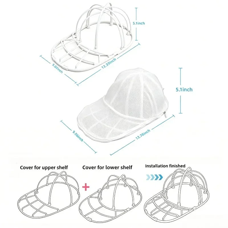 Upgraded Double Layer Detachable Hat Washer for Washing Machine, Anti-Deformation Baseball Cap Cleaning Bag with Fixed Bracket Oasis Select