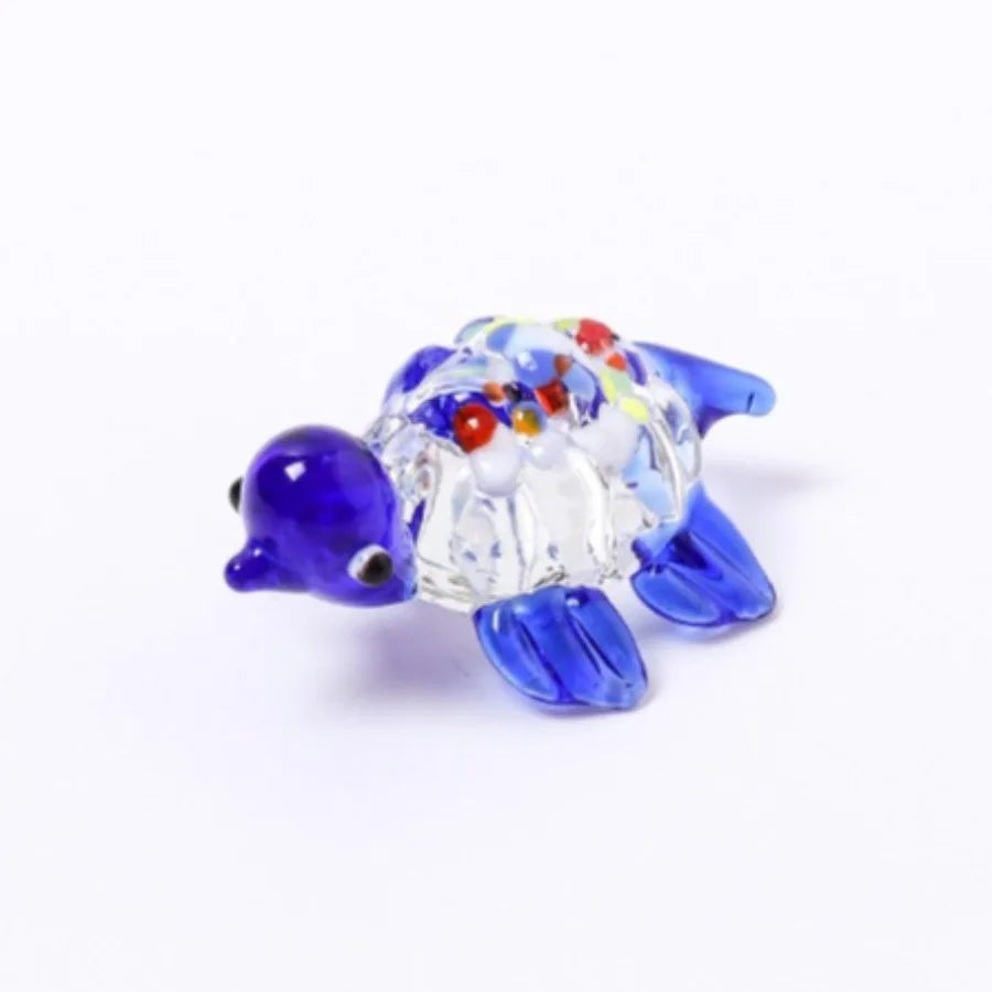 Cute Glass Turtle Miniature Figurine Japan Style Cartoon Sea Animal Ornaments Aquarium Fish Tank Kawaii Decor Accessories Oasis Select Blue