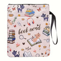 1pc "Book Nerd" Themed Fabric Book Sleeve with Zipper - Durable, Washable Cover for Paperbacks, Featuring Books & Cat Design Oasis Select Storage bag