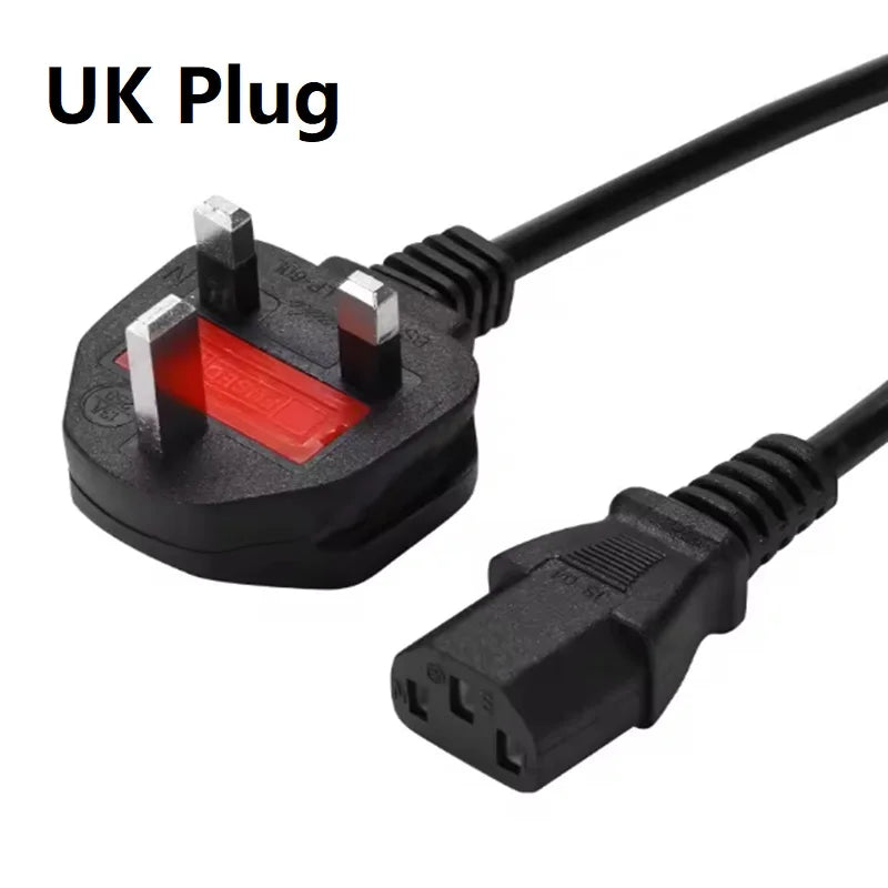1.5m 3m PC Power Extension Cord 3-Prong EU US AU UK PLUG C13 AC Power Supply Cable Adapter Cord Charging Cable Line Wires Oasis Select 1.5m UK Plug