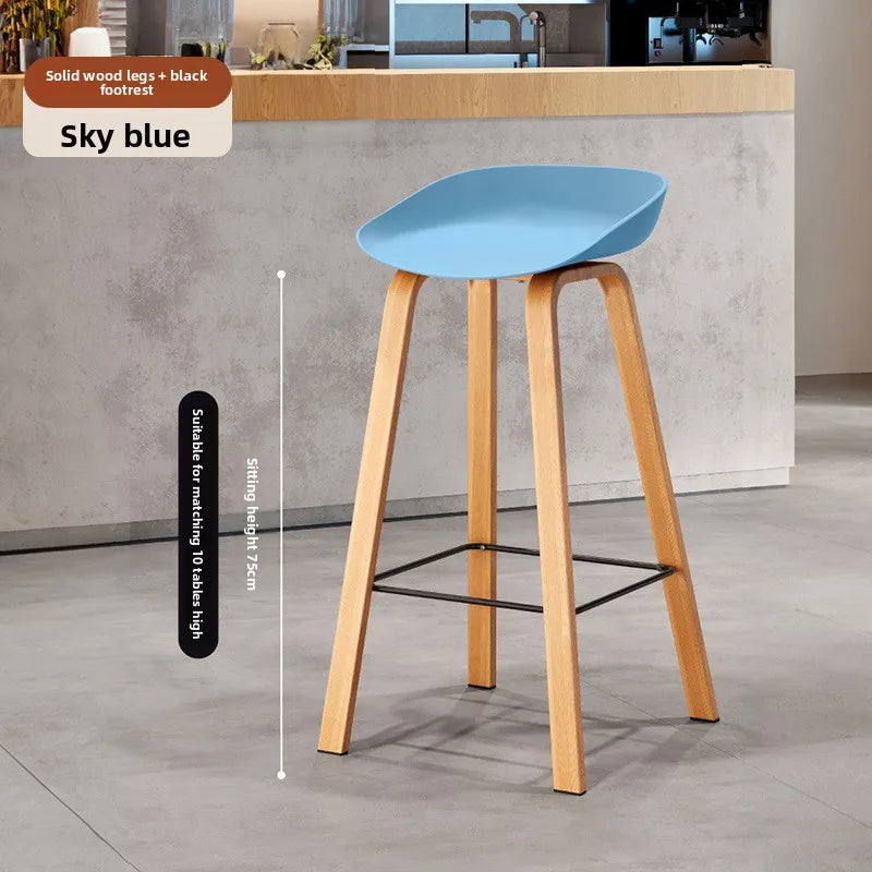 Nordic Bar Chair Modern Simple Bar Chair Wrought Iron Fashion Creative Restaurant High Stool Household Stool Front Desk Chair Oasis Select Blue 75 2 pieces