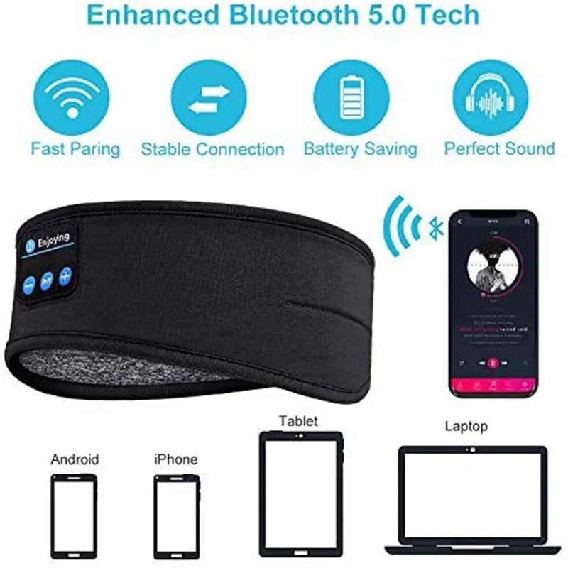 Fone Bluetooth Earphones Sports Sleeping Headband Elastic Wireless Headphones Music Eye Mask Wireless Bluetooth Headset Headband Oasis Select