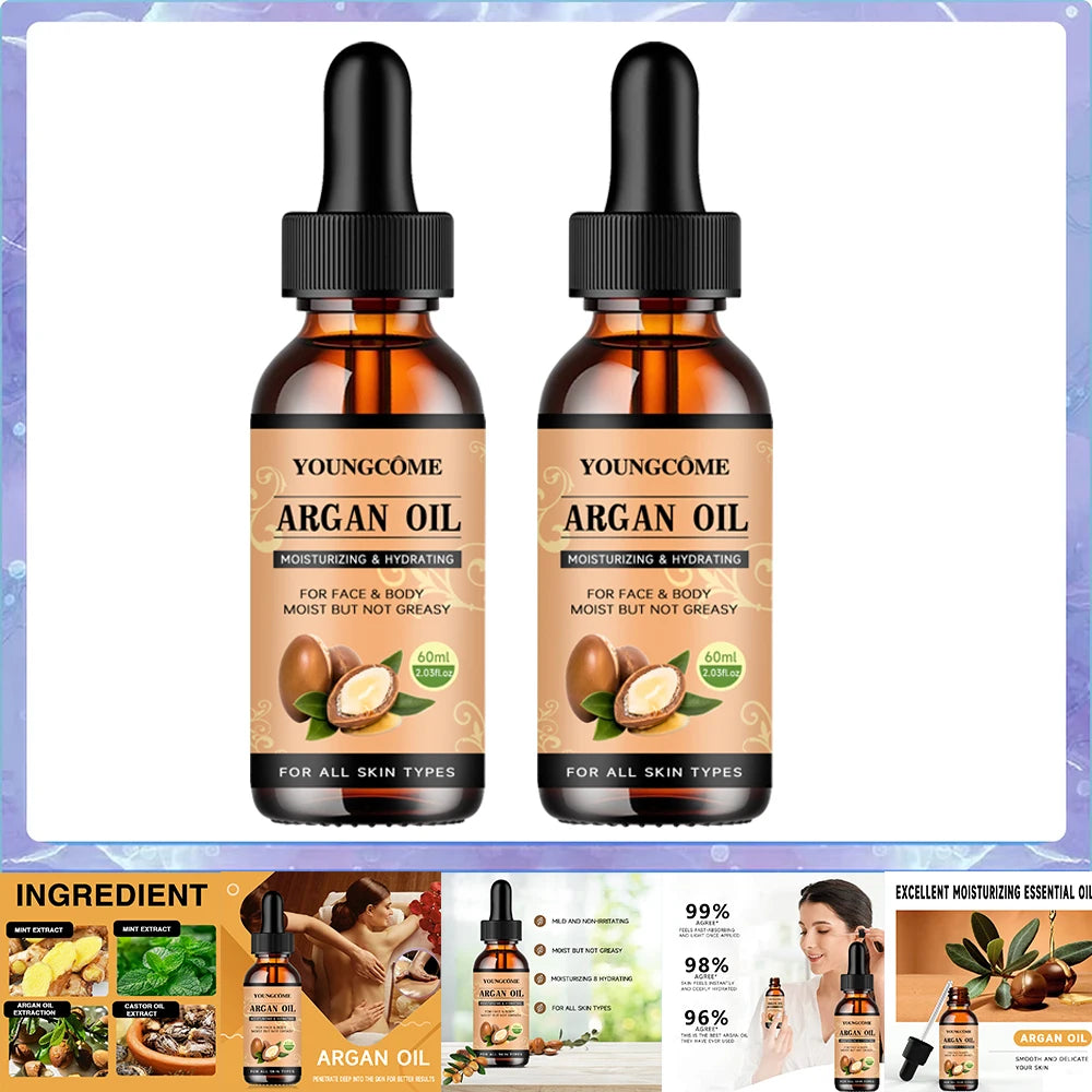 Moroccan Argan Oil Hair Serum – Frizz, Shine & Split Ends Hair Oil Serum Oasis Select 60ml-2pcs