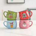 4PCS Ceramic Christmas Cup Cartoon Santa Style Cute Elk Mousse Cup Breakfast Water Drinking Tools Coffee Milk Mug for Household Oasis Select 4pcs Set 150ml