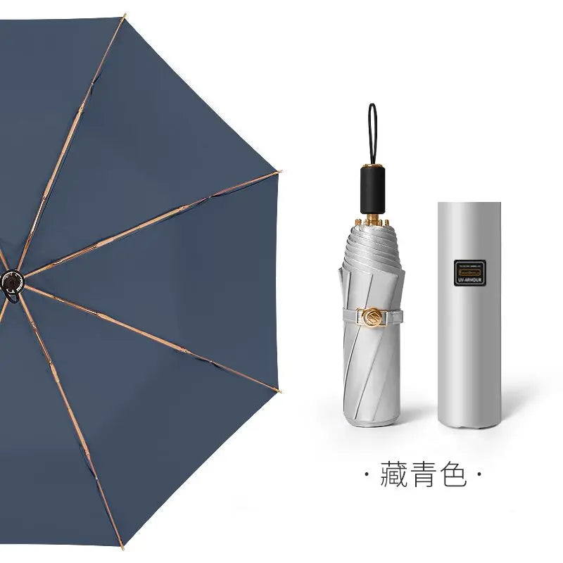 Titanium Silver Double Vinyl Sunshade Umbrella UV Protection Radiation Protection Super Sun Protection Rain Umbrella Oasis Select 8