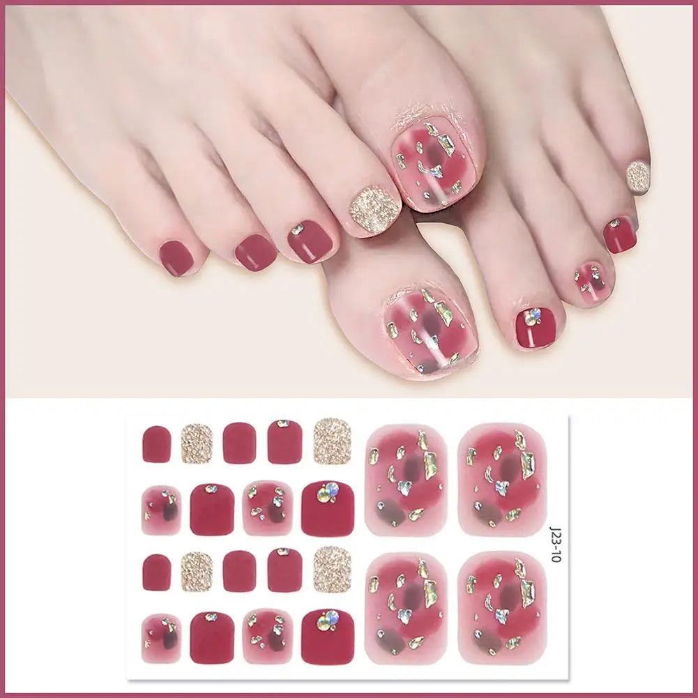 22-Piece Glitter Toe Nail Stickers – French Nail Wraps DIY Nail Art Stickers Oasis Select 09