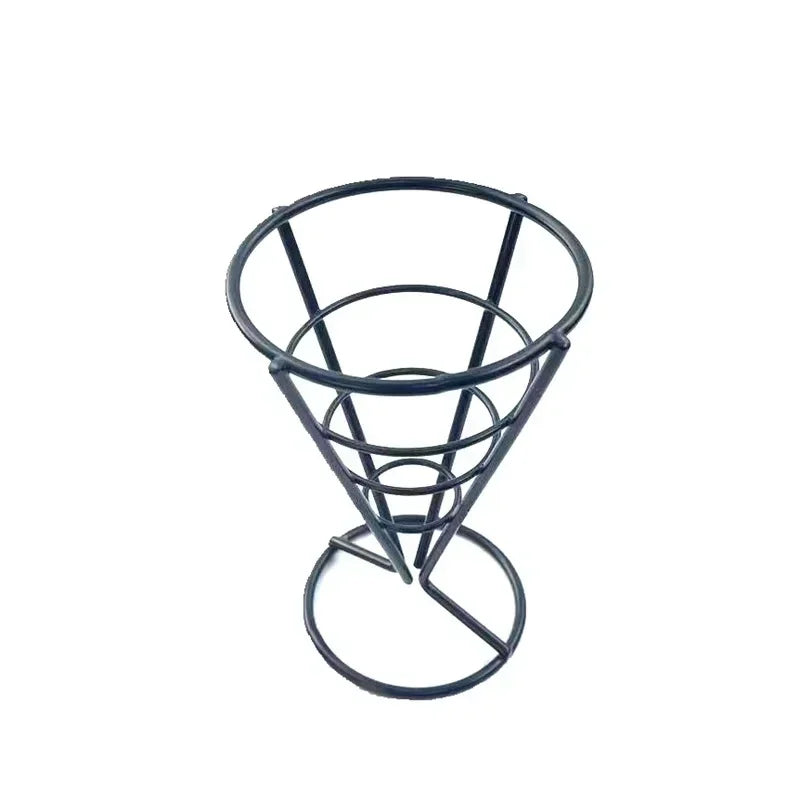 Fries Stand Fried Chicken Display Rack Stainless Appetizers Stand Cone Baskets Sauce Salad Dipping Cup Kitchen Party Tool Oasis Select BK
