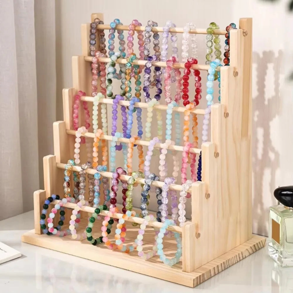 Solid Wood Ribbon Rack, 4/6 Layer Handicraft Storage and Organization Rack, Bracelet, Bracelet and Other Accessory Display Rack Oasis Select