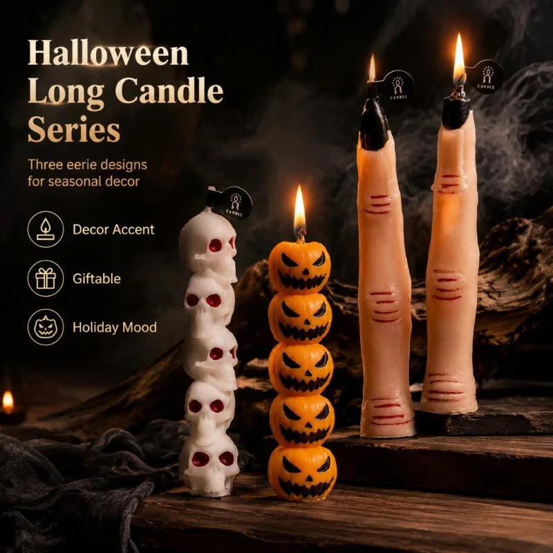 3PCS Halloween Aromatherapy Candles Spooky Skull Bone Fingers Pumpkin Candle 3D Scented Candles Festival Home Decoration Gifts Oasis Select