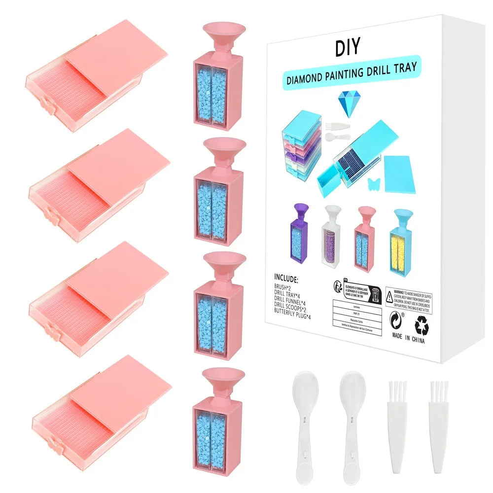 Practical Diamond Painting Drills Funnel New Upgrade Storage Container Box Drill Tray Storage Box 5D Diamond Painting Tool Oasis Select Pink-Funnel B