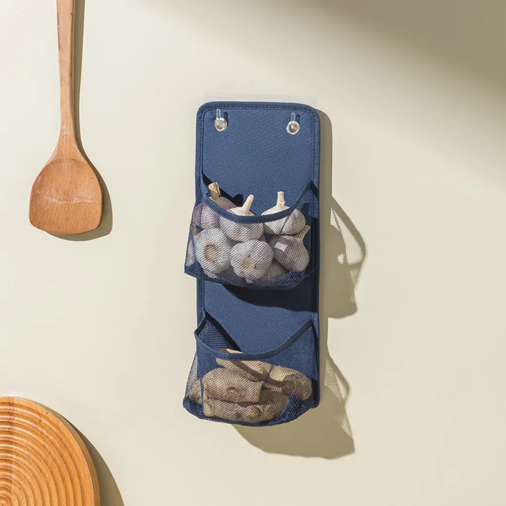 Wall-Mounted Mesh Storage Basket | No-Drill Kitchen Organizer