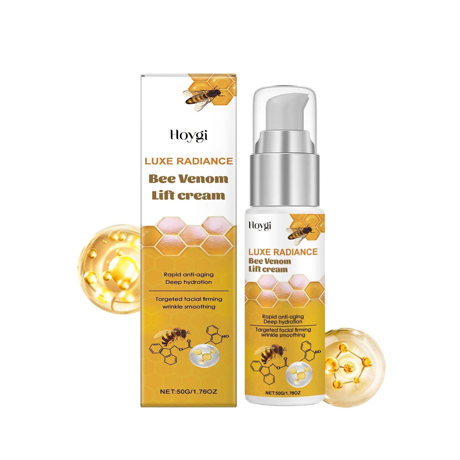 Bee Venom Face Cream Firming & Moisturizing Anti-Wrinkle Day Night Cream Tightening Nourishing Brightening Facial Skin Care 50ml Oasis Select A-50g Boxed