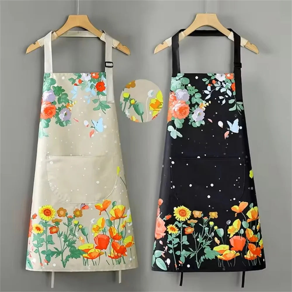 Household Waterproof and Oil-proof Kitchen Apron Cooking Baking Work Clothes Drawing Aprons Art Smock for Women Oasis Select