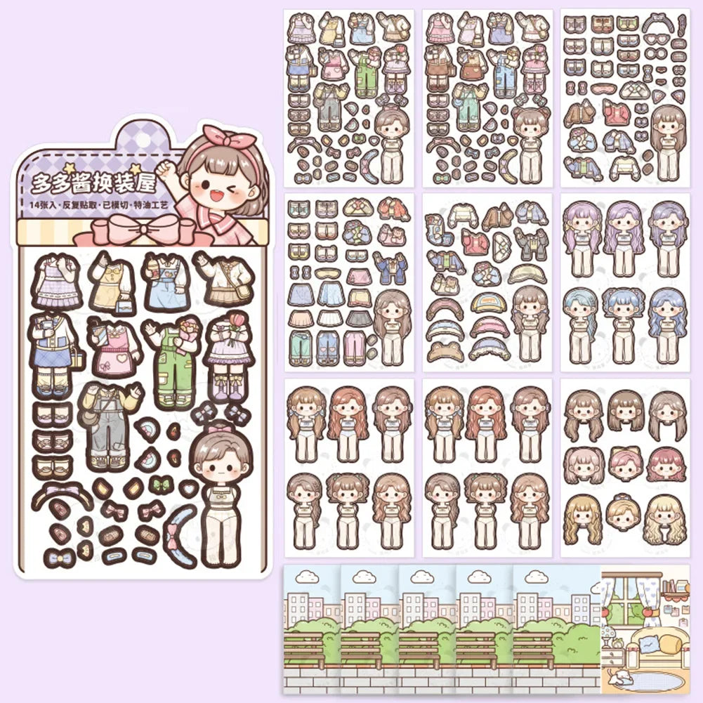 Dress Up Girls Stickers DIY Cartoon Princess Change Clothes Kawaii Toys Children Birthday Party Decor Gifts Stationery Sticker Oasis Select 1