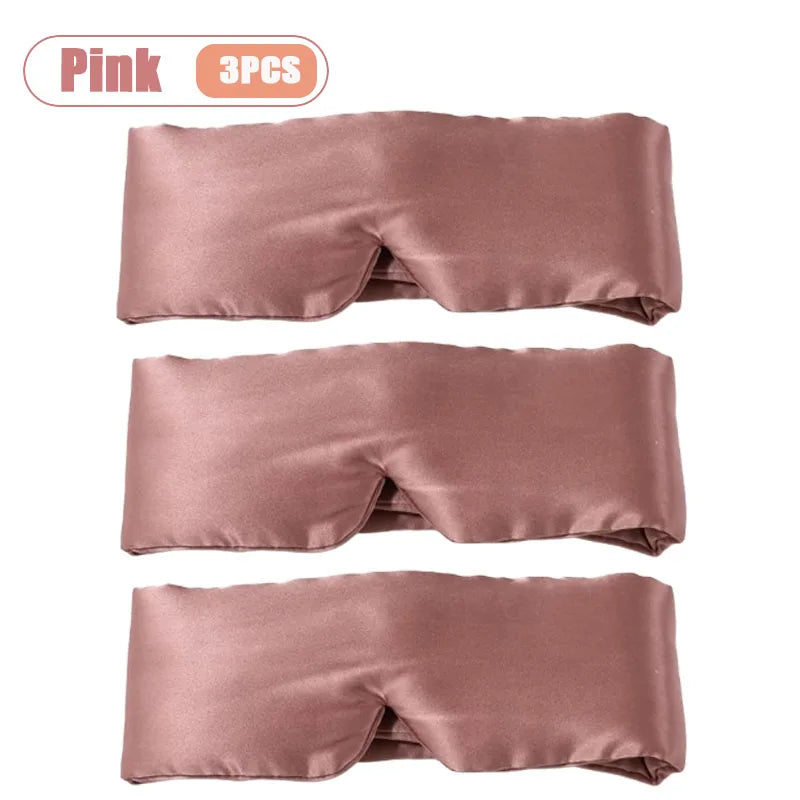 1-10PCS Silk Feel Sleep Mask Embroidered Floral Light Blocking Eye Cover for Women Men Travel Midday Nap Home Weighted Oasis Select Pink-3PCS