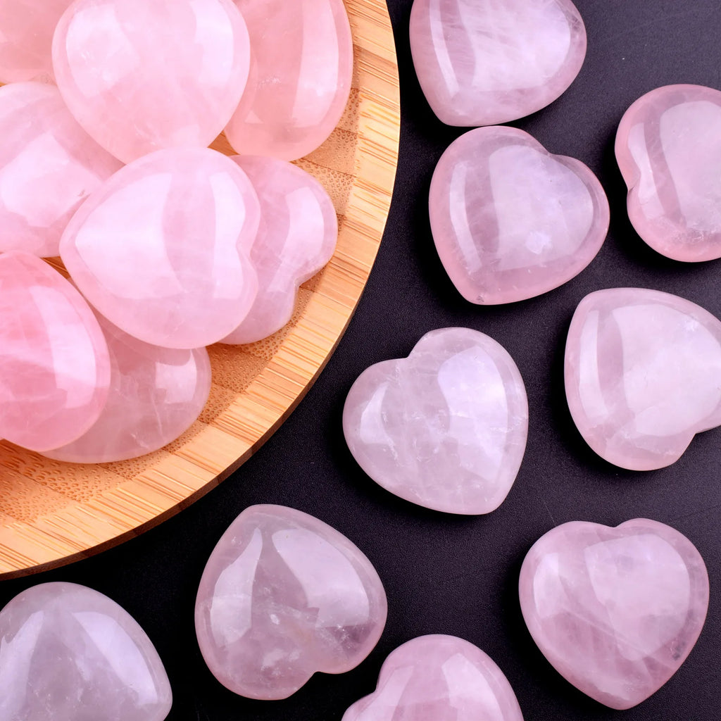 5/10/20/30pcs 20mm Mini Stone Heart shape Crystal Home Decoracion statueNatural Rose Quartz Reiki Healing Gemstone Pocket Gift Oasis Select 5pcs
