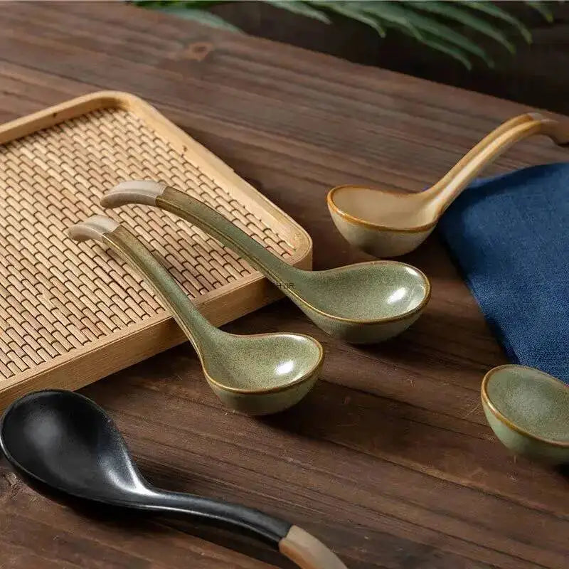 Japanese Handmade Coarse Pottery Soup Spoon Tablespoon Spoon Eating Spoon Ceramic Spoon Bowl Spoon Kitchen Tablewear Oasis Select